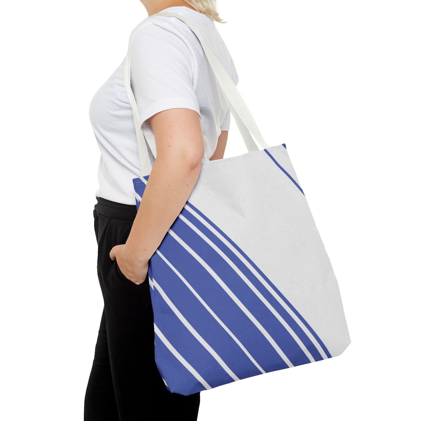 Chic Blue Striped Tote Bag, Stylish Reusable Shopping Bag, Beach Bag, Everyday Carry, Gift for Her