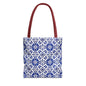 Blue Moroccan Tile Tote Bag - All-Over Print Patterned Market Tote