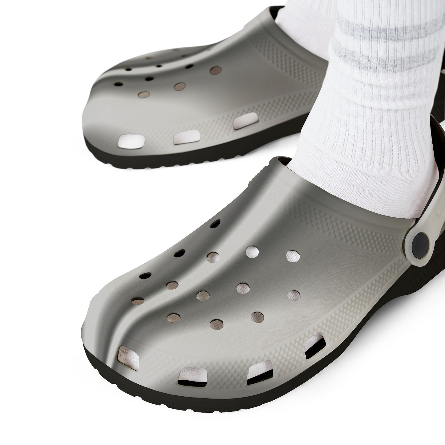 Metallic Silver EVA Clogs — Lightweight Foam Garden & Water Shoes