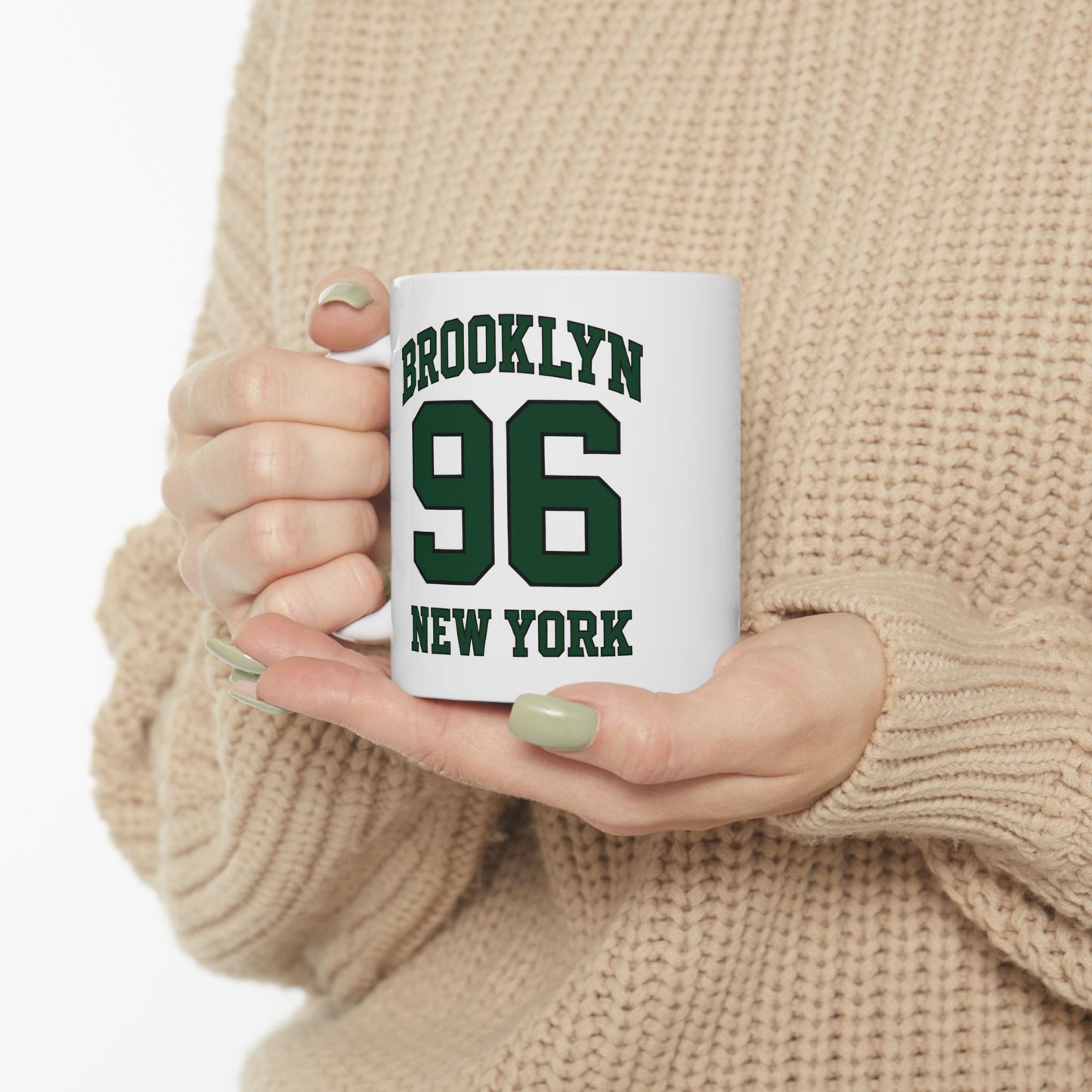 Brooklyn 96 New York Ceramic Mug — Retro Varsity Number Coffee Cup