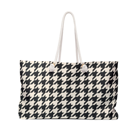 Chic Houndstooth Weekender Bag - Stylish Travel Tote for Weekend Getaways, Beach Trips, Gym, Shopping, Gifts