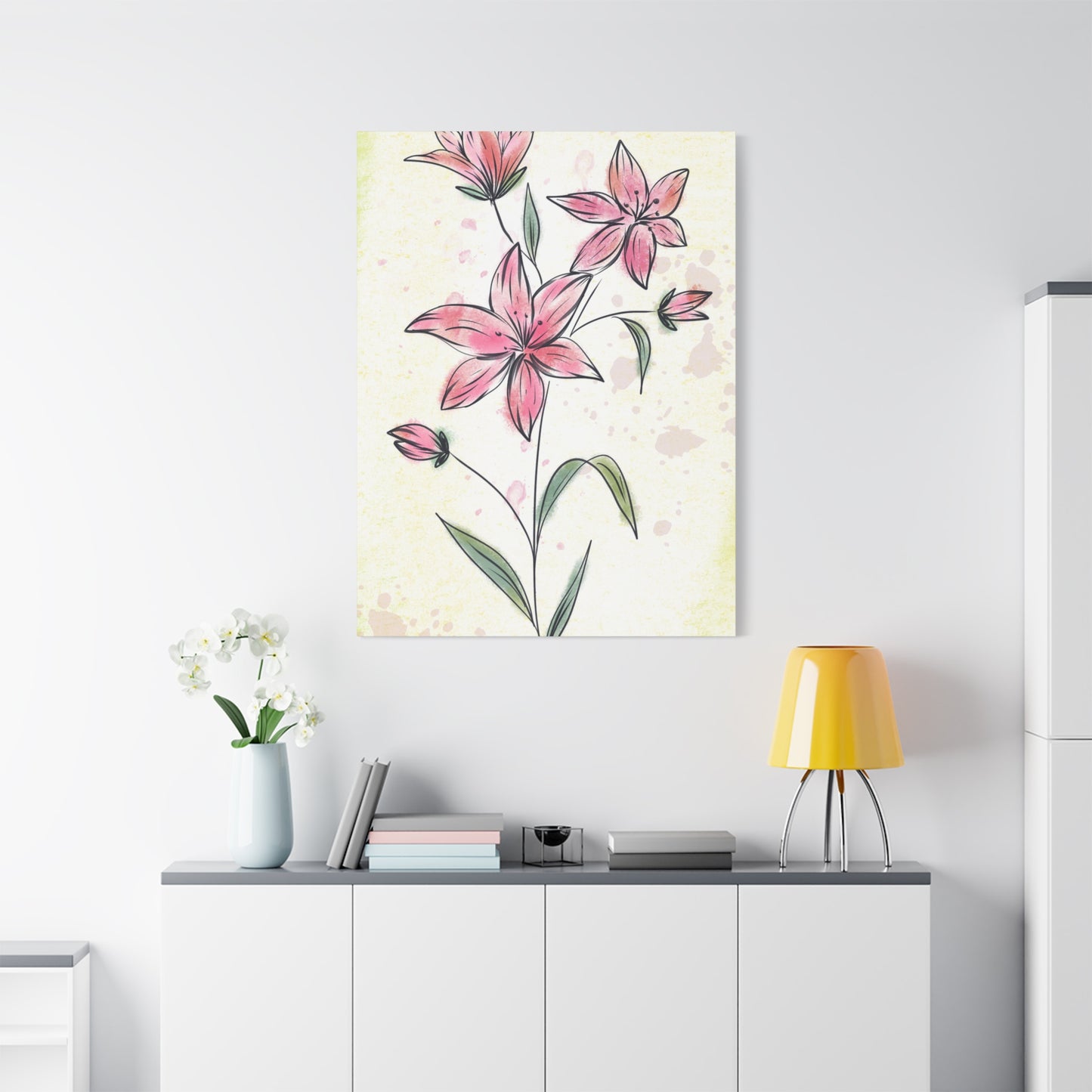 Matte Canvas, Stretched, 1.25" Tulips Pink Flowers