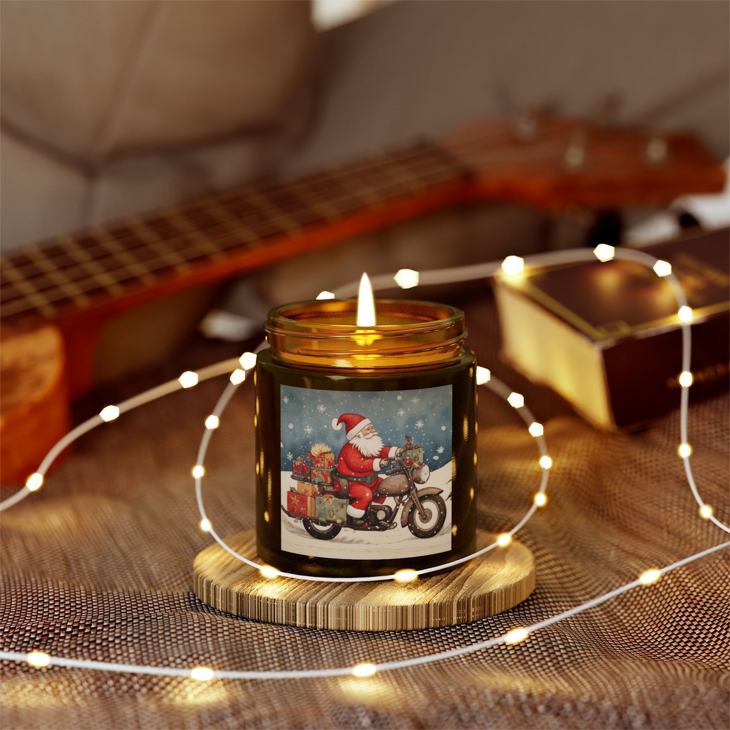 Festive Scented Candles | Santa on Motorcycle | Holiday Decor, Gift, Aromatherapy, Home Fragrance, Christmas Decoration