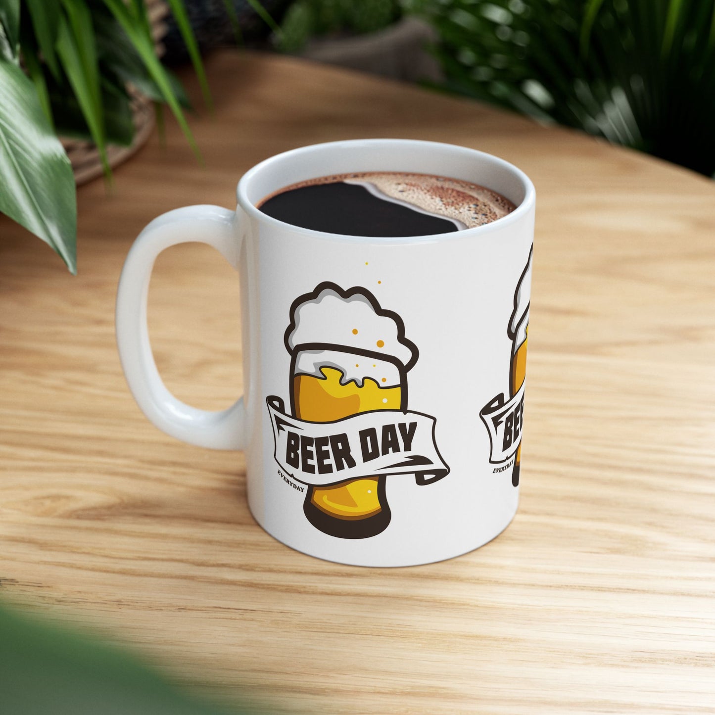 Beer Day Ceramic Mug - Fun Gift for Beer Lovers, Drinking Parties, Home Bar Decor, Father's Day, Birthday, Celebration