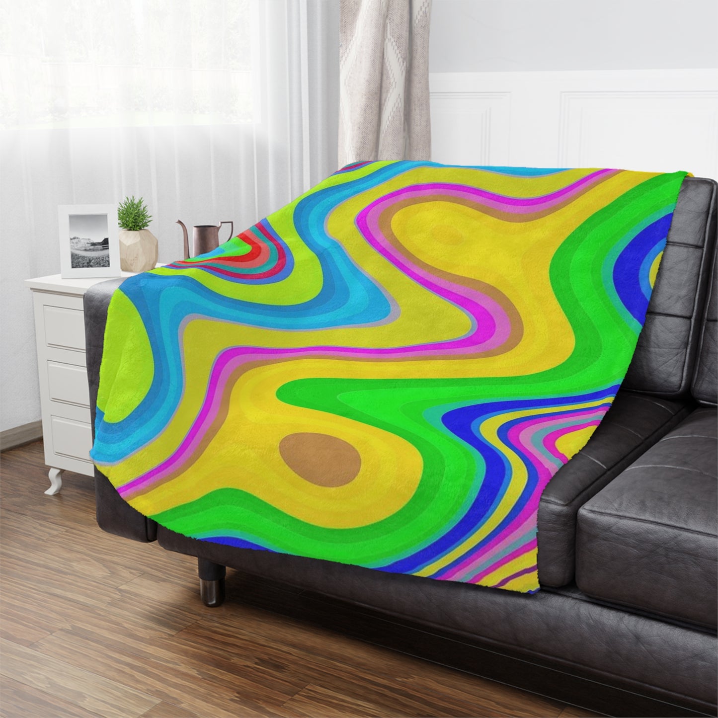 Psychedelic Swirl Minky Blanket — Colorful Retro Wave Throw