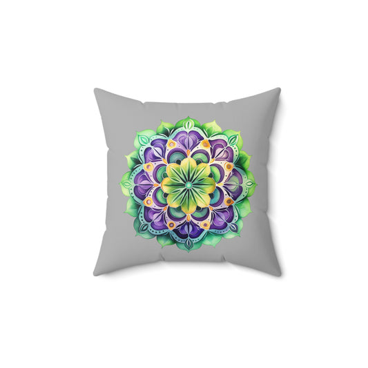 Vibrant Mandala Decorative Pillow, Boho Home Decor, Throw Cushion, Gift for Yoga Lovers, Colorful Accent Pillow