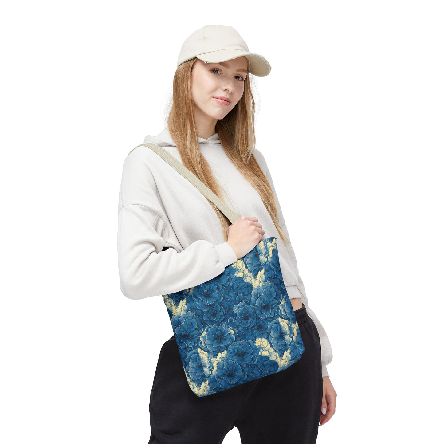Floral Blue Peony Tote