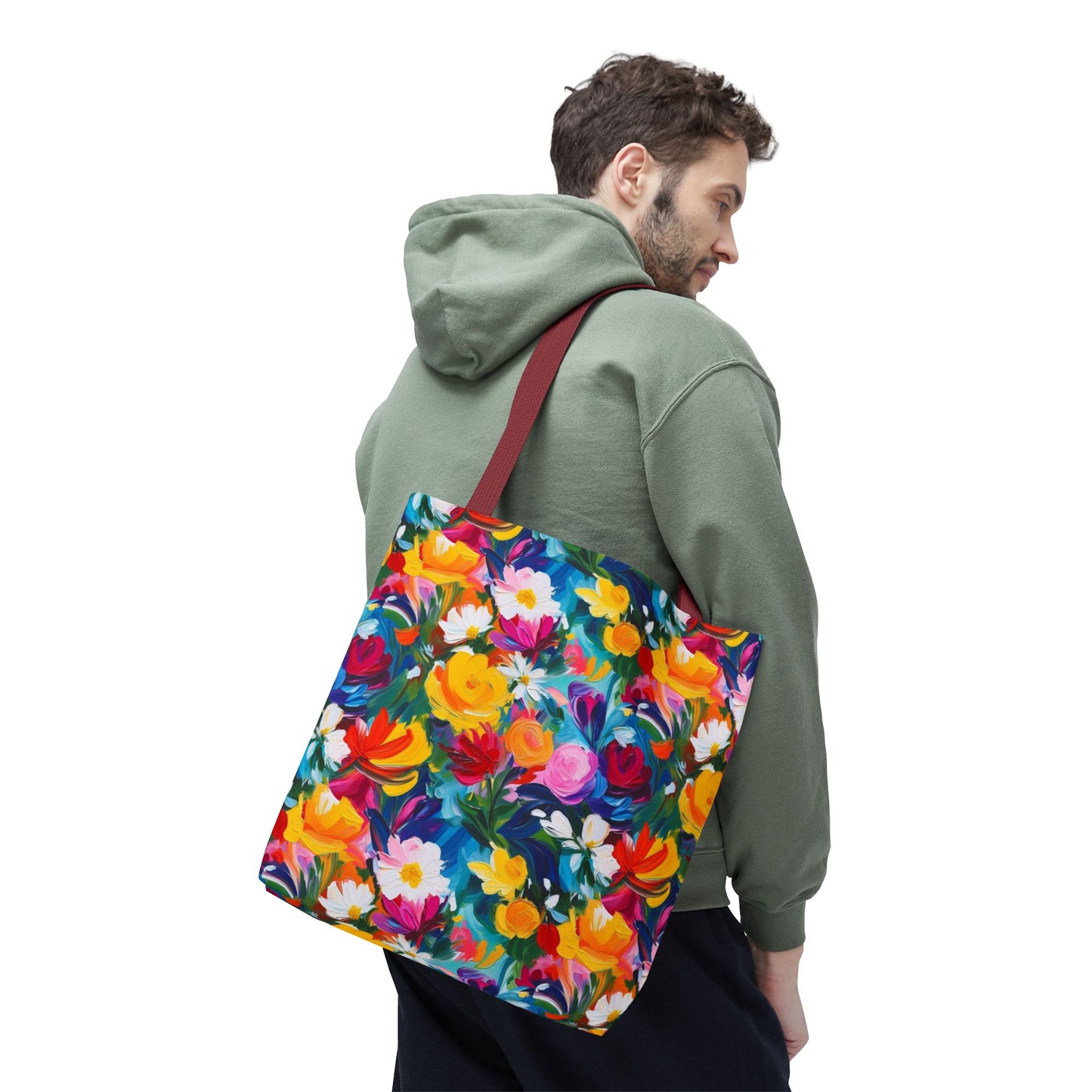 Colorful Floral Tote Bag — Vibrant All-Over Print Shopper