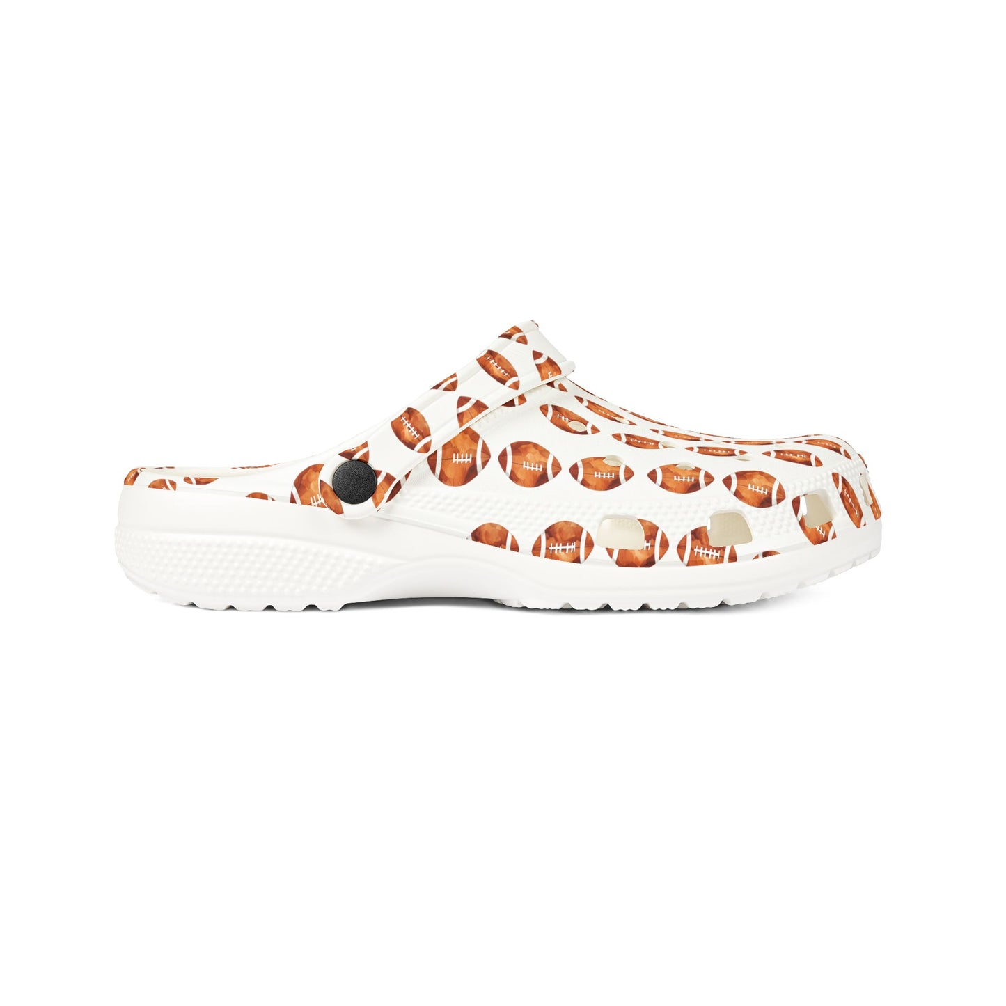 Printed EVA Foam Clogs — All-Over Football Design