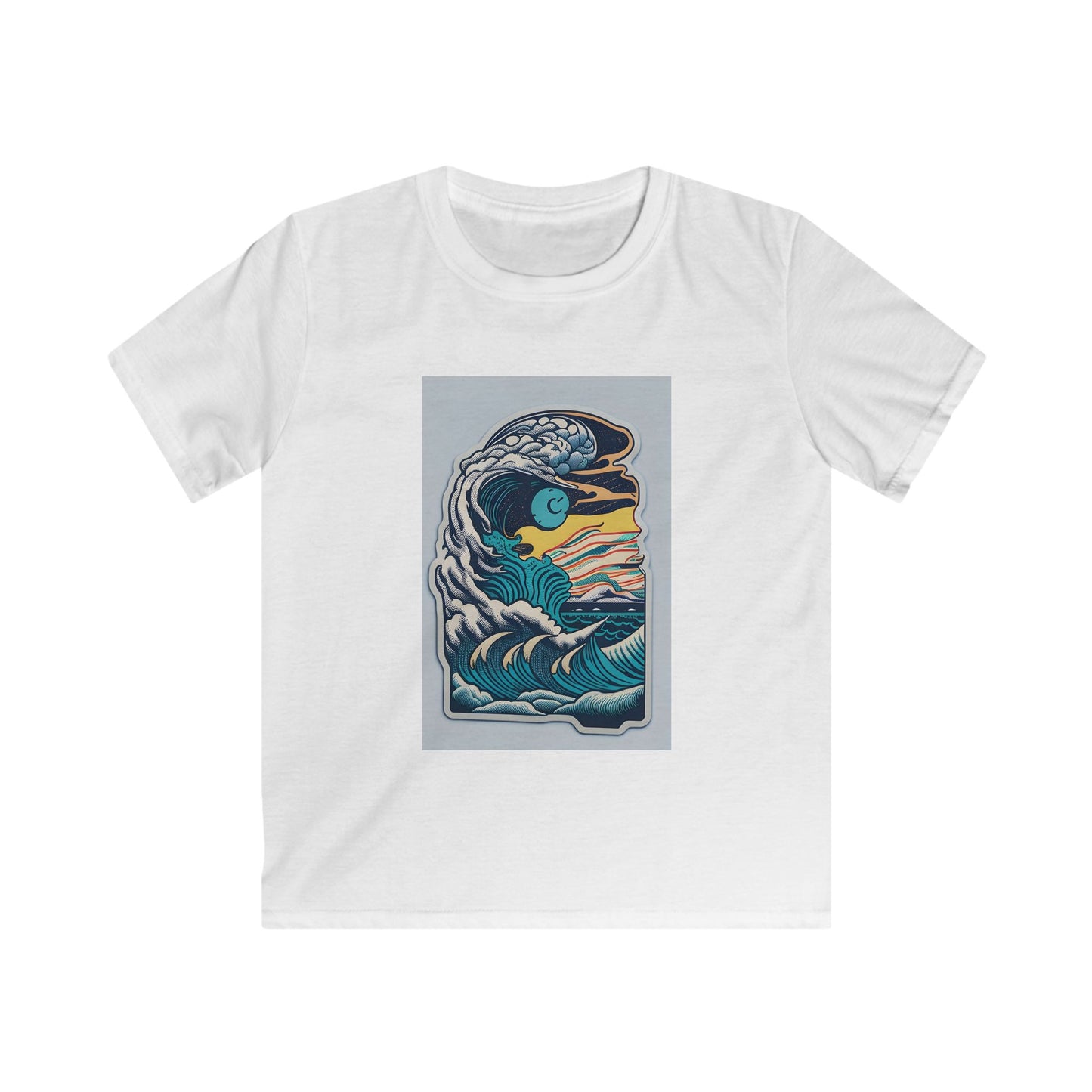 Retro Ocean Wave Kids Tee, Beach Tee, Summer Apparel, Gift for Young Explorers, Casual Kids Clothing, Eco-Friendly Kids Fashion