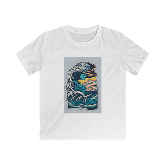 Retro Ocean Wave Kids Tee, Beach Tee, Summer Apparel, Gift for Young Explorers, Casual Kids Clothing, Eco-Friendly Kids Fashion