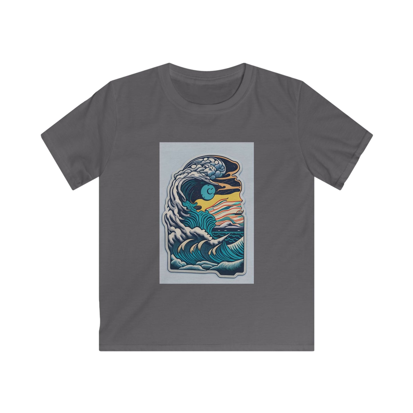 Retro Ocean Wave Kids Tee, Beach Tee, Summer Apparel, Gift for Young Explorers, Casual Kids Clothing, Eco-Friendly Kids Fashion