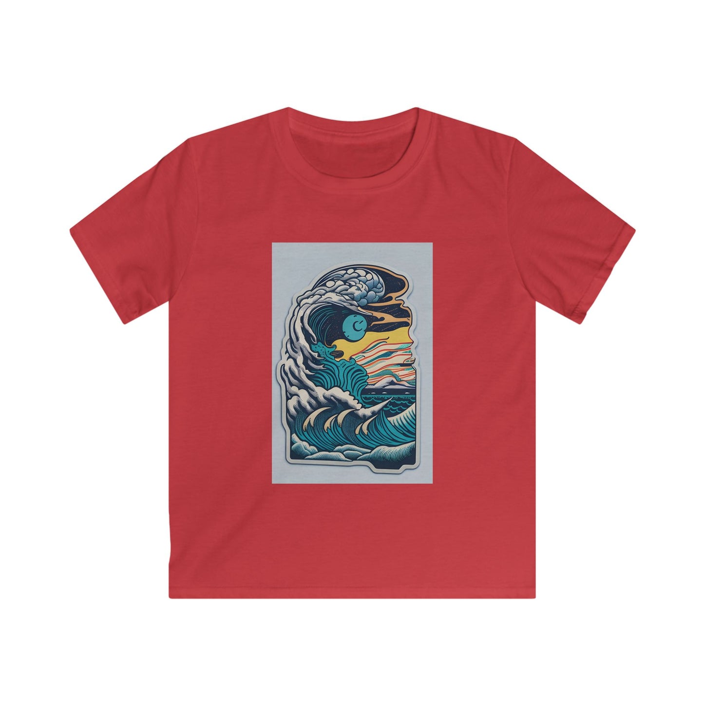 Retro Ocean Wave Kids Tee, Beach Tee, Summer Apparel, Gift for Young Explorers, Casual Kids Clothing, Eco-Friendly Kids Fashion