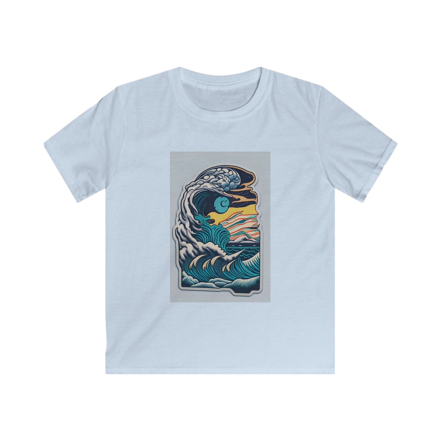 Retro Ocean Wave Kids Tee, Beach Tee, Summer Apparel, Gift for Young Explorers, Casual Kids Clothing, Eco-Friendly Kids Fashion