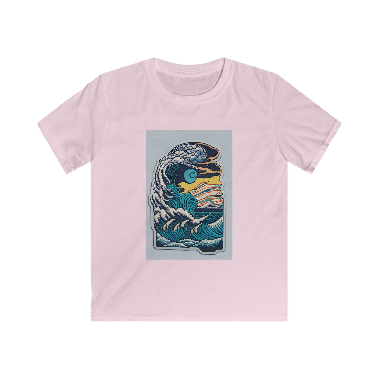Retro Ocean Wave Kids Tee, Beach Tee, Summer Apparel, Gift for Young Explorers, Casual Kids Clothing, Eco-Friendly Kids Fashion