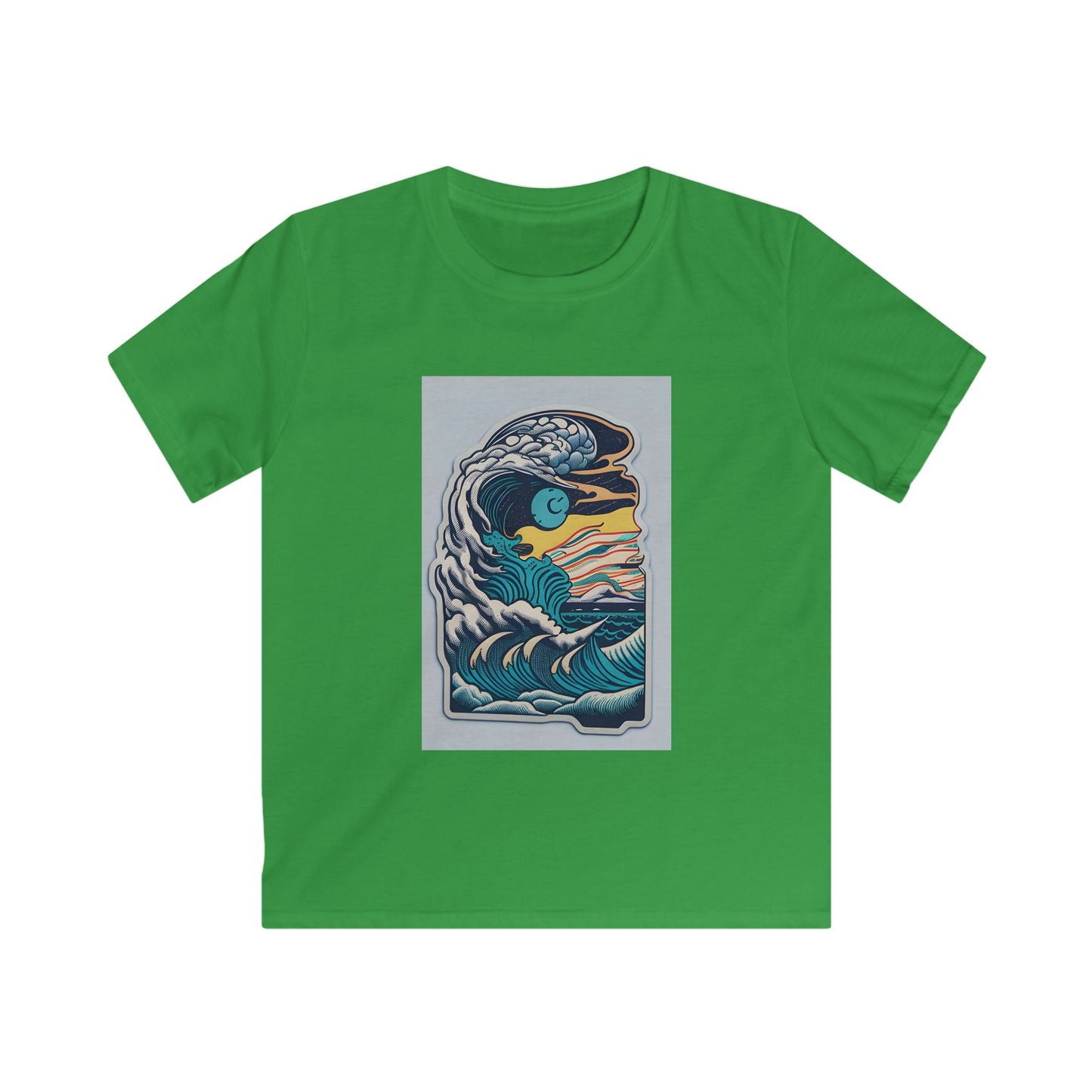 Retro Ocean Wave Kids Tee, Beach Tee, Summer Apparel, Gift for Young Explorers, Casual Kids Clothing, Eco-Friendly Kids Fashion