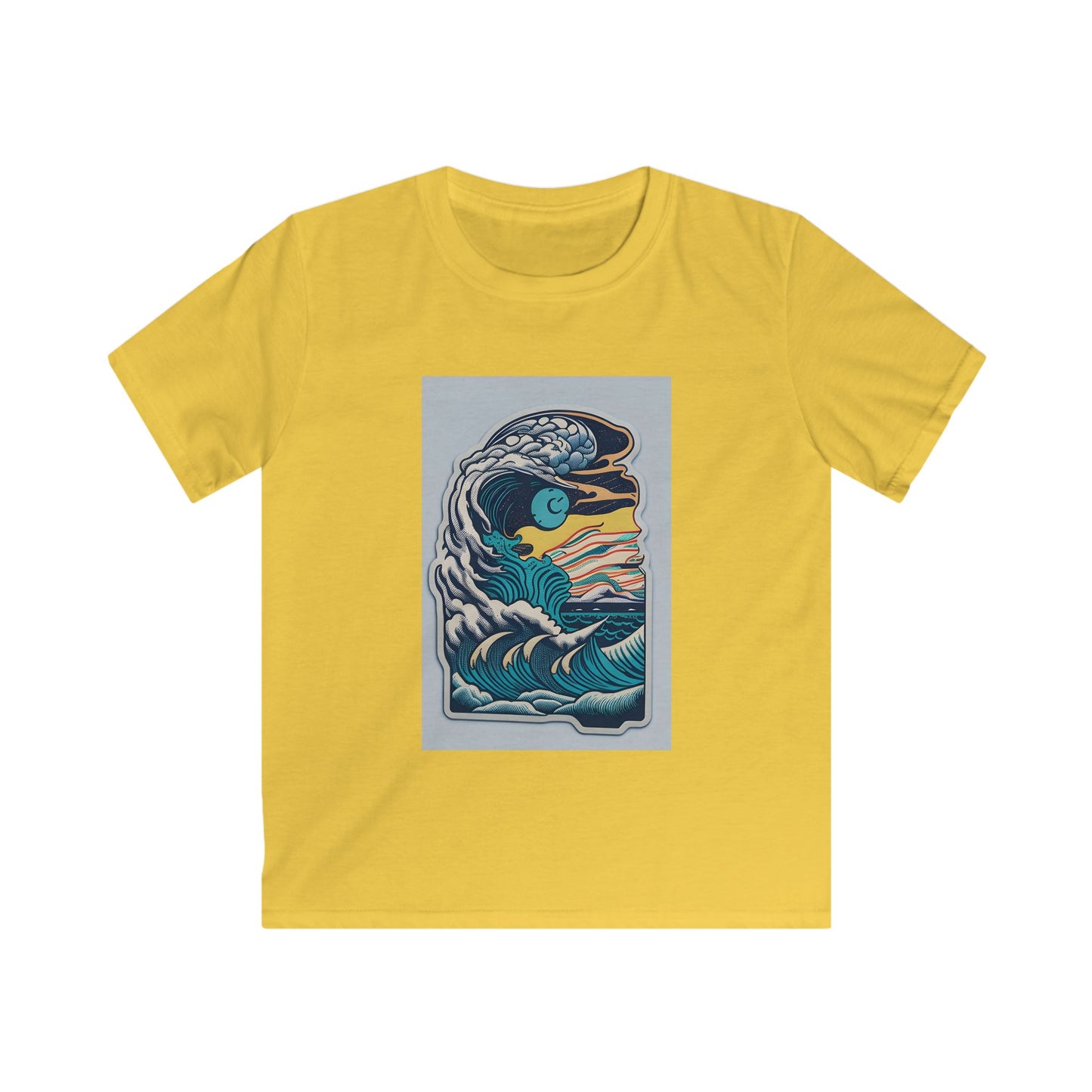 Retro Ocean Wave Kids Tee, Beach Tee, Summer Apparel, Gift for Young Explorers, Casual Kids Clothing, Eco-Friendly Kids Fashion