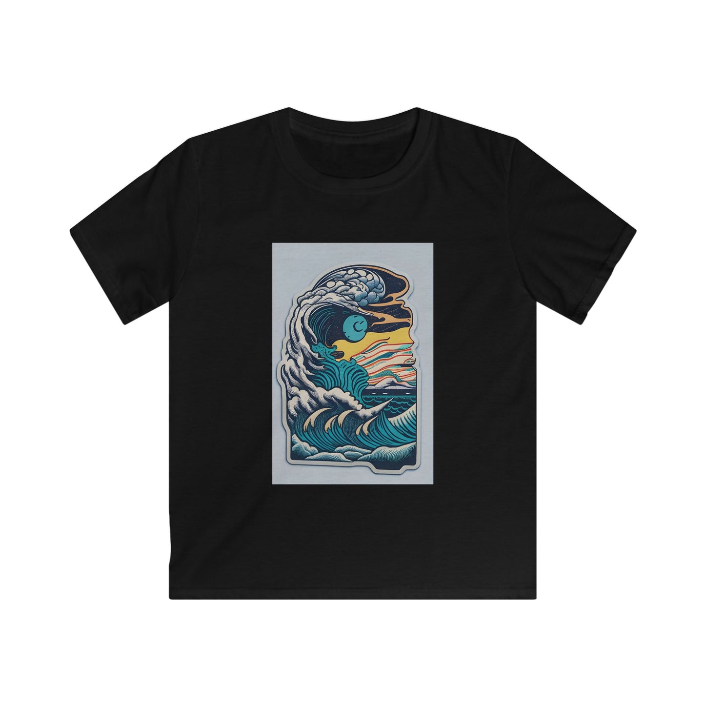 Retro Ocean Wave Kids Tee, Beach Tee, Summer Apparel, Gift for Young Explorers, Casual Kids Clothing, Eco-Friendly Kids Fashion
