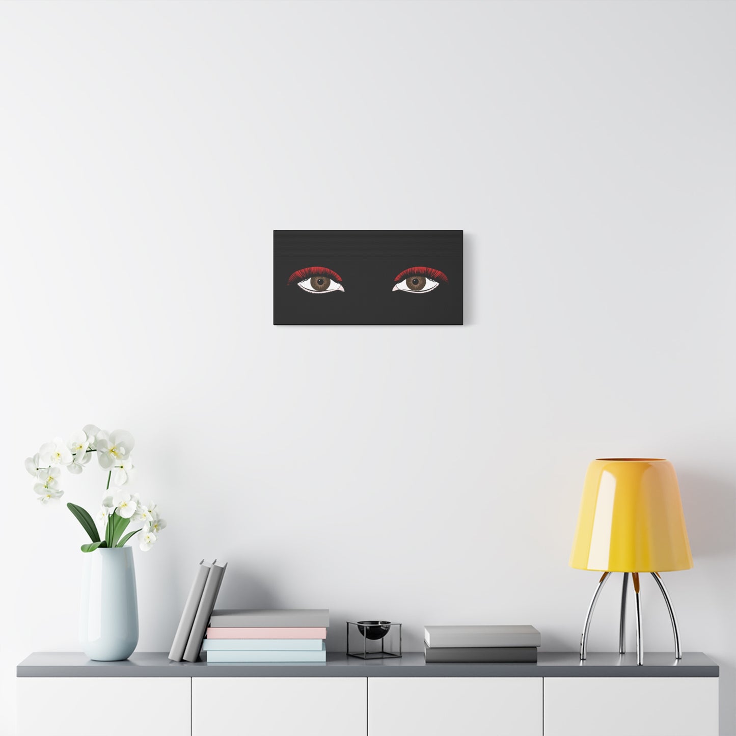 Red Lashes Wall Art Canvas — Glam Eyes Makeup Decor