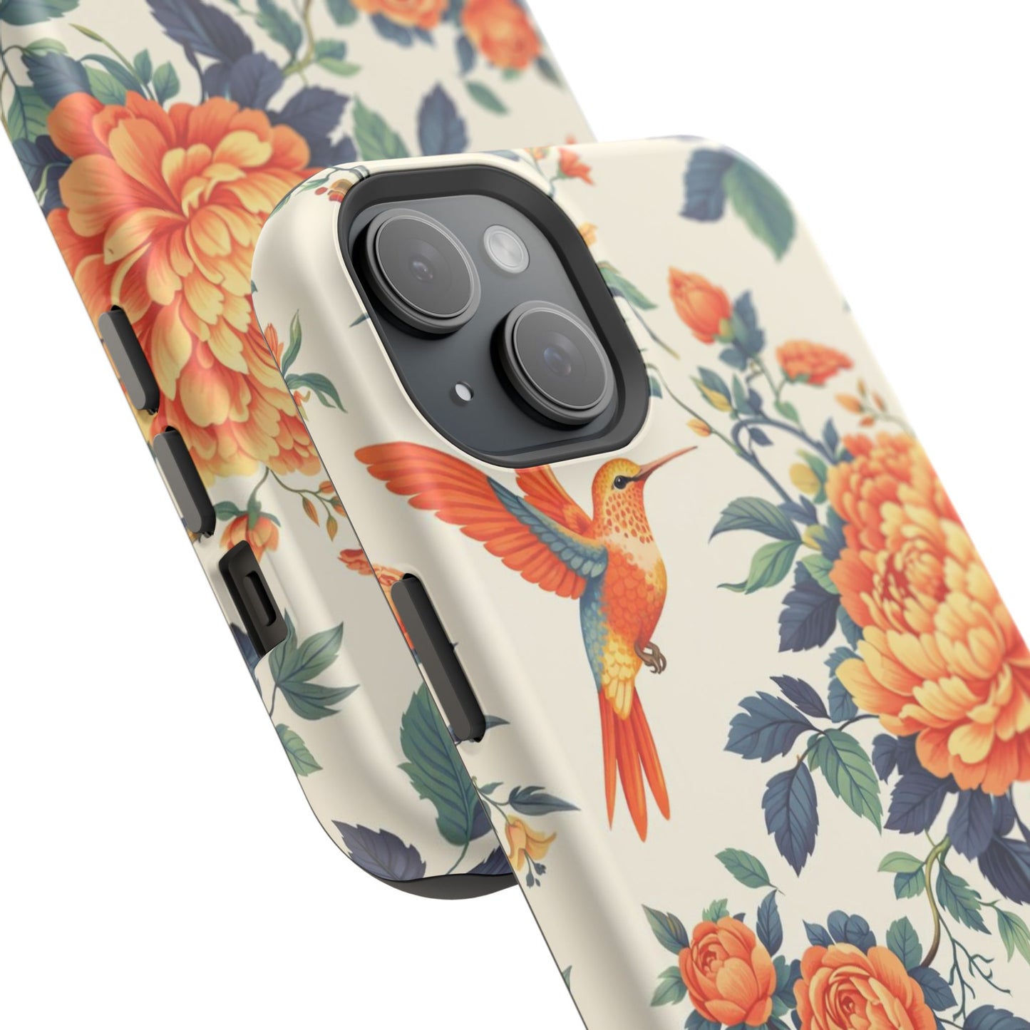 Floral Hummingbird Magnetic Phone Case — Impact-Resistant Protective Cover