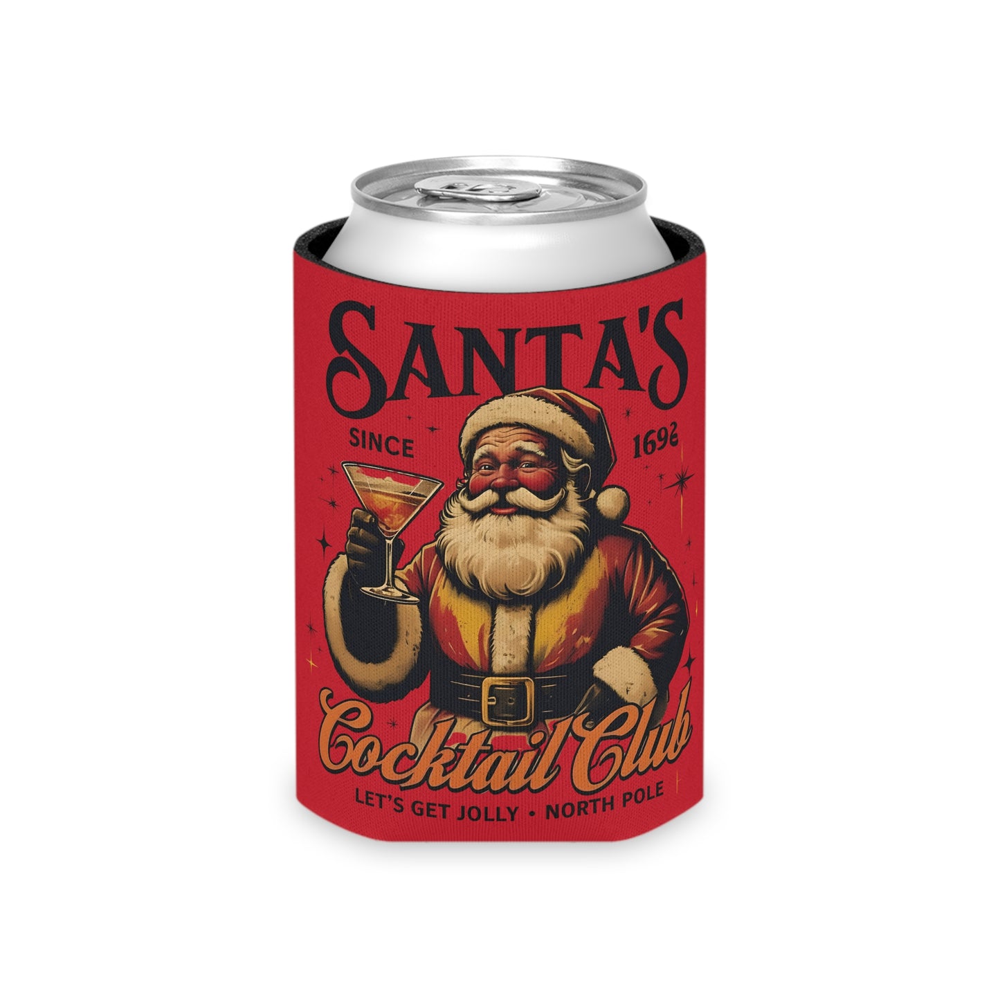 Festive Santa Can Cooler, Holiday Drink Insulator, Christmas Party Vibe, Perfect for Gifts and Gatherings, Drinkware for Celebrations
