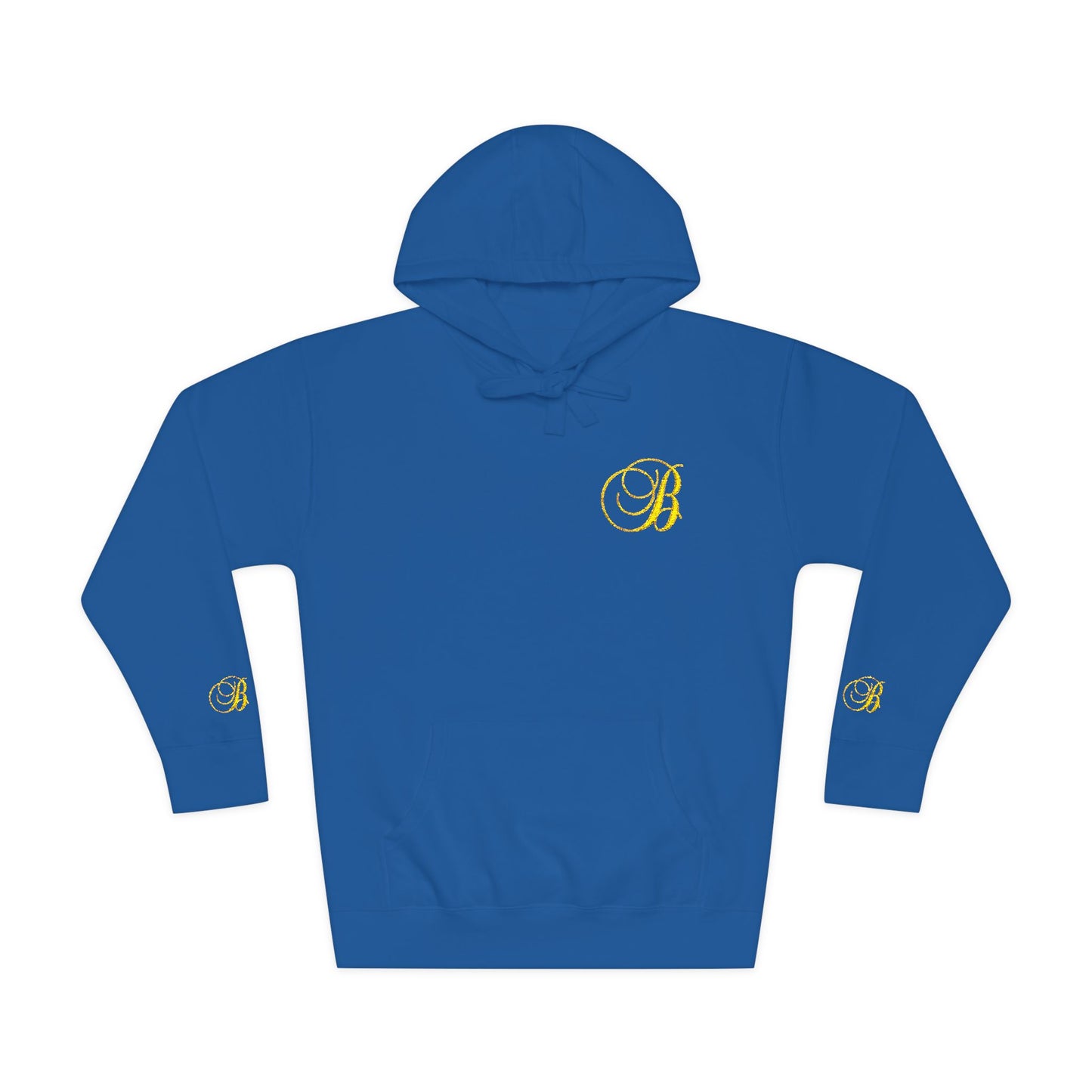 Coral Gold Floral Initial Hoodie — Monogram 'B' Casual Pullover