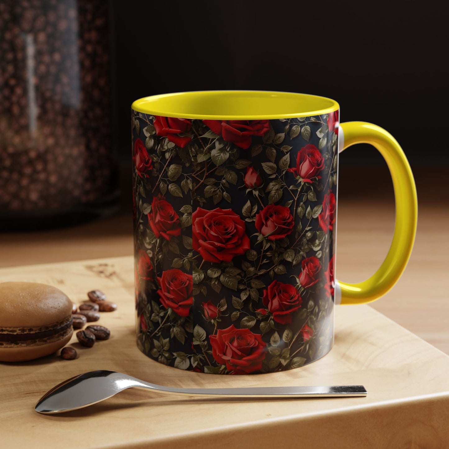 Elegant Floral Accent Coffee Mug - Black Rose Design, Gift for Her, Home Decor, Coffee Lovers, Mother's Day, Birthday