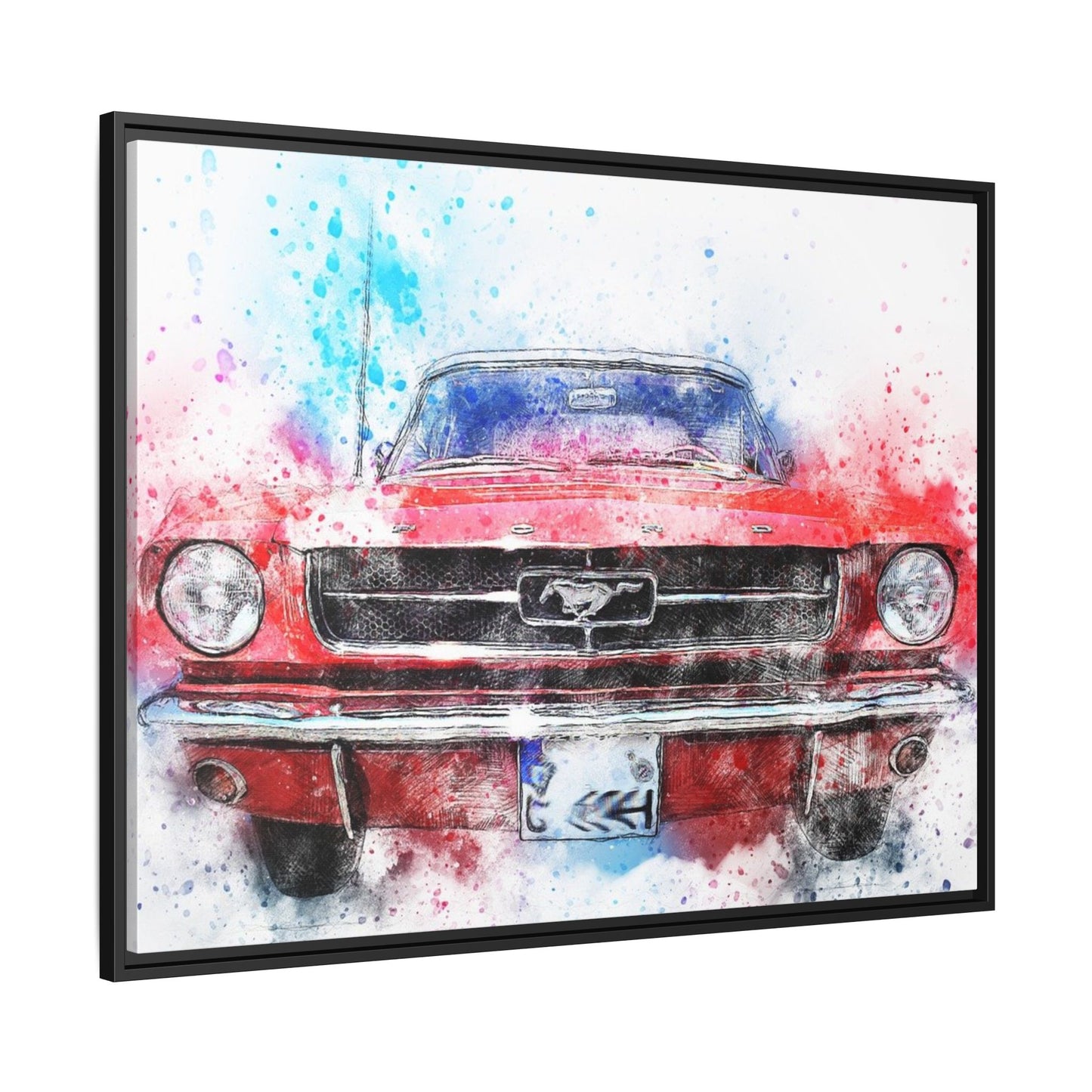 Matte Canvas, Framed Mustang Car
