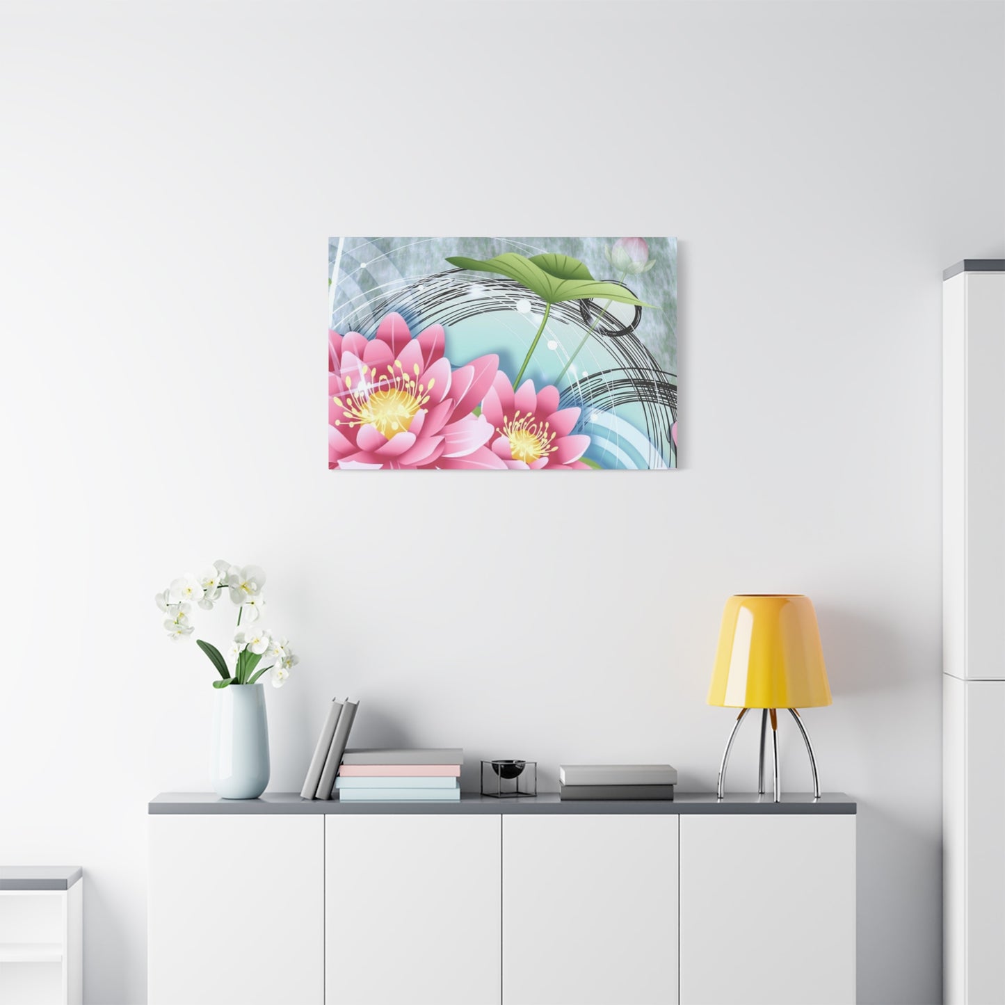 Lotus Blossom Matte Canvas Wall Art — Stretched 1.25" Decorative Print
