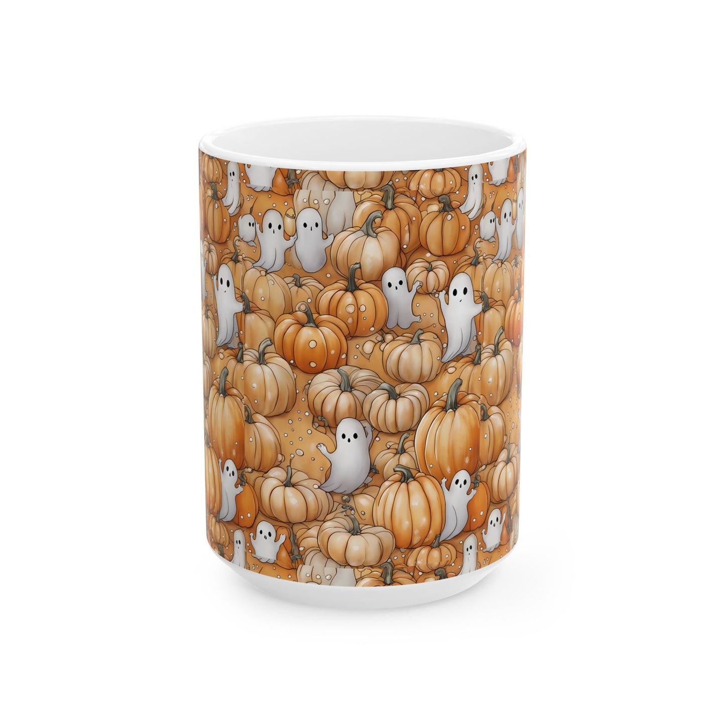 Ghostly Pumpkin Ceramic Mug for Fall Sips, Halloween Decor, Cozy Coffee Lover Gift, Cute Halloween Mug, Pumpkin Spice Mug
