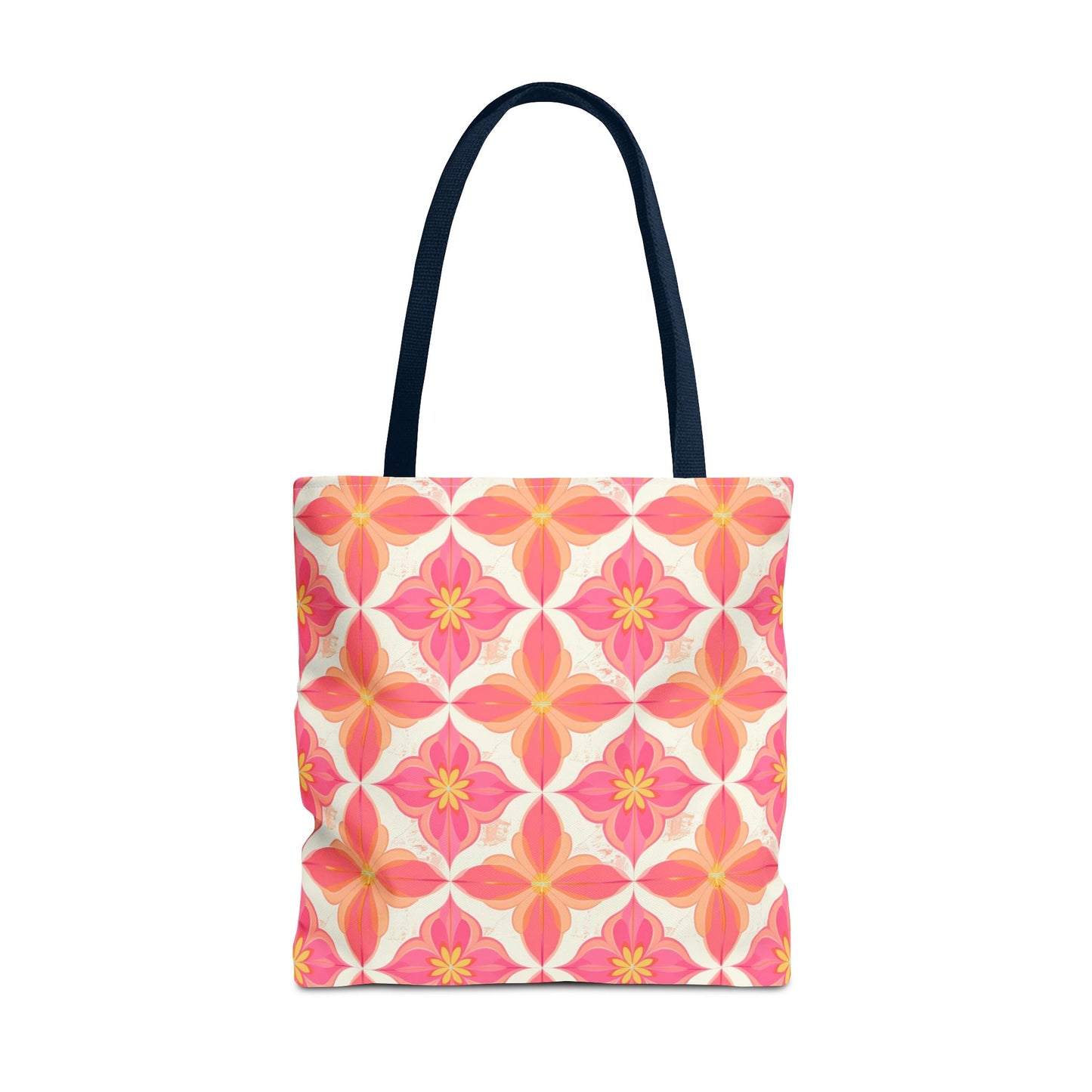 Pink Floral Geometric Tote Bag — All-Over Print Reusable Shopper
