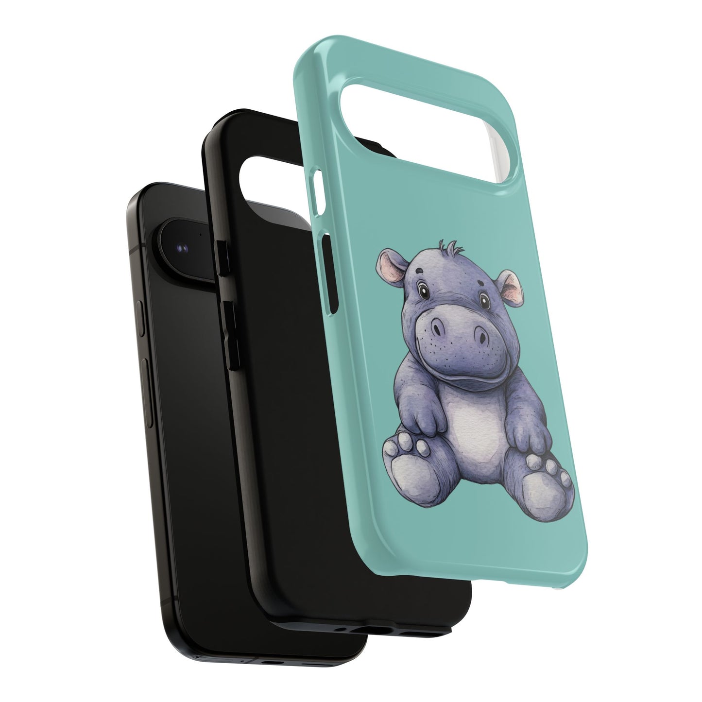 Cute Hippo Phone Case, Tough Phone Cover, Fun Animal Case, Gift for Kids, Cute Decor, Birthday Present