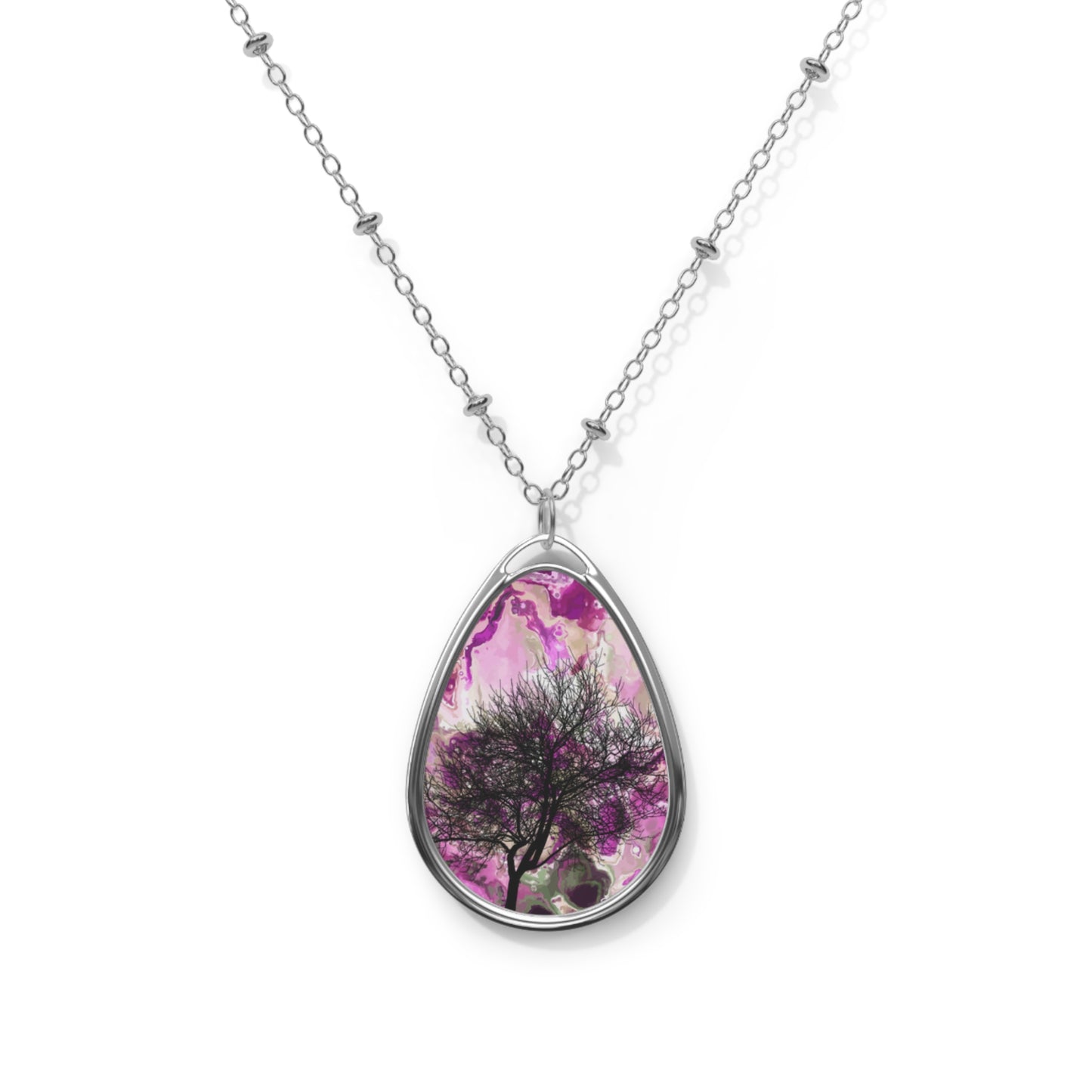 Elegant Oval Necklace with Tree Design - Perfect Gift for Nature Lovers, Boho Jewelry, Eco-Friendly Accessories, Meaningful Pendant