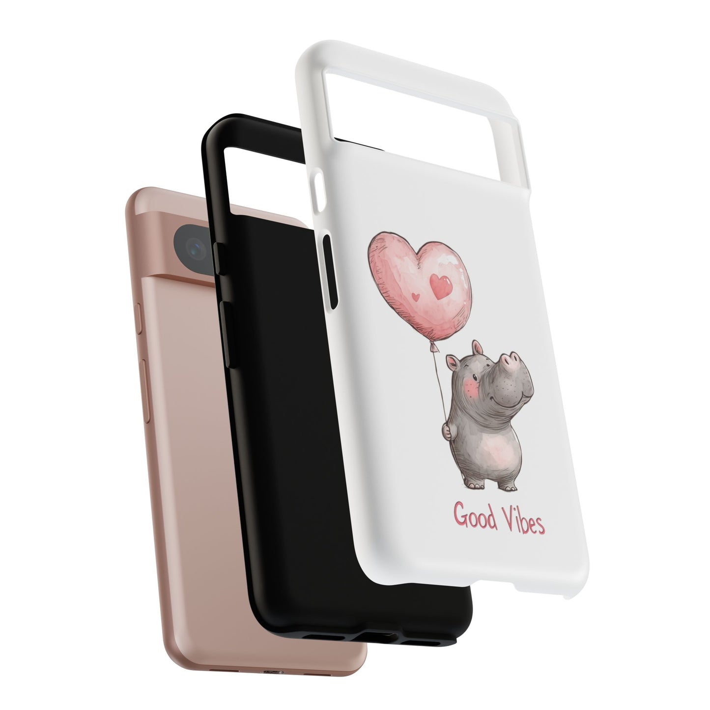 Cute Hippo Phone Case - Good Vibes Design, Animal Lover Gift, Fun Accessory, Birthday Present, Phone Accessories