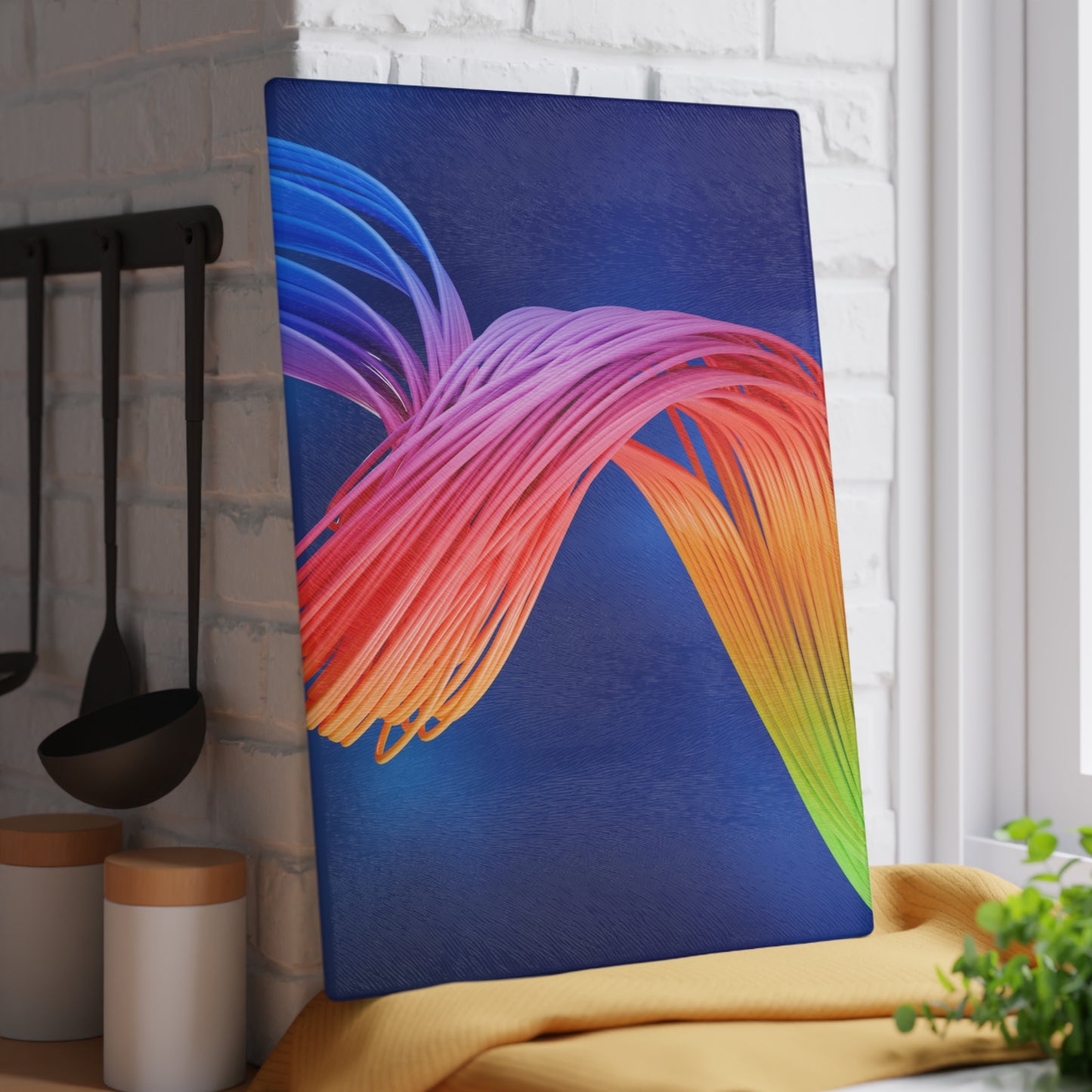 Vibrant Abstract Glass Cutting Board, Kitchen Decor, Colorful Gift, Modern Art, Cutting Surface, Housewarming Present