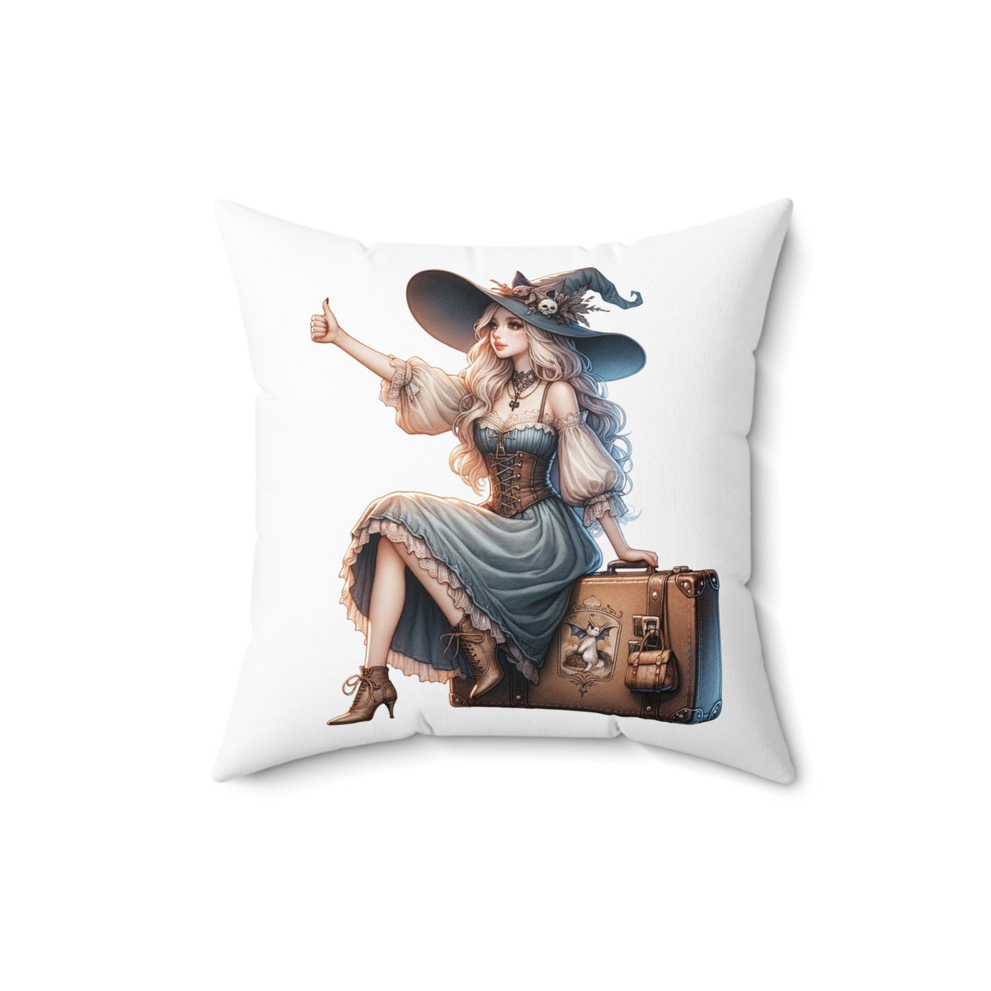Whimsical Witch Decorative Pillow, Cozy Home Accent, Halloween Decor, Gift for Witch Lovers, Spooky Home Decor, Magic Pillow