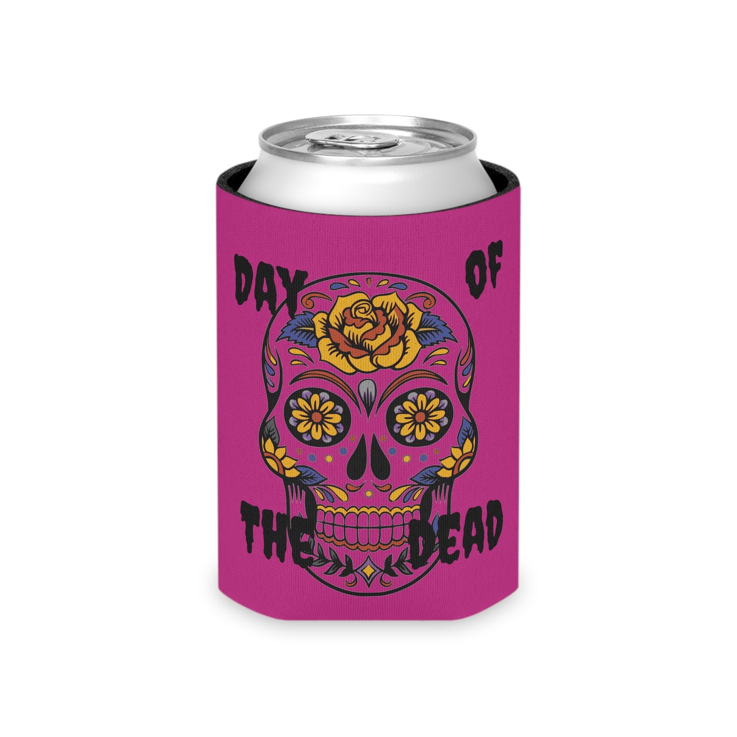 Day of the Dead Can Cooler, Floral Skull Drink Sleeve, Fiesta Beverage Insulator, Halloween Party Favor, Sugar Skull Drink Holder