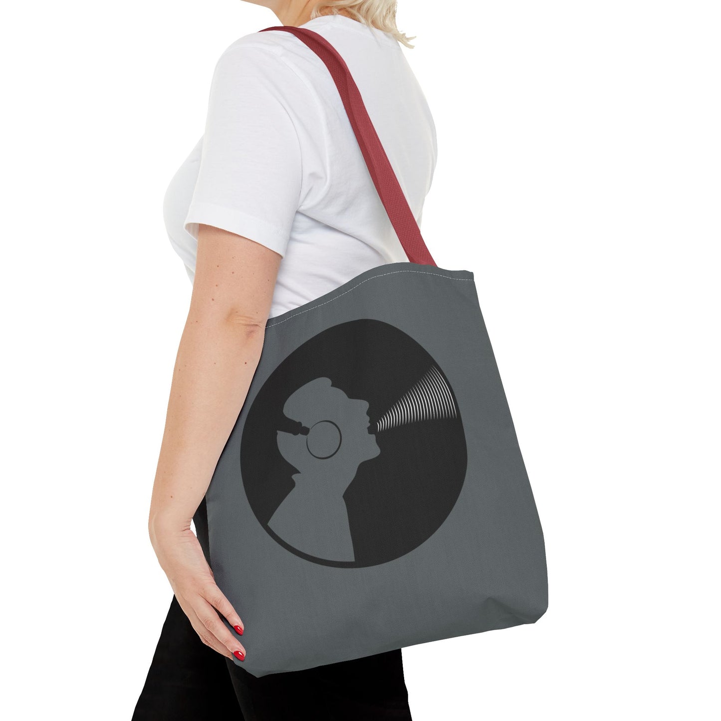 Music Lover's Tote Bag, Stylish Bag for Vinyl Enthusiasts, Gift for Music Lovers, Unique Shopping Tote, Record Player Accessory