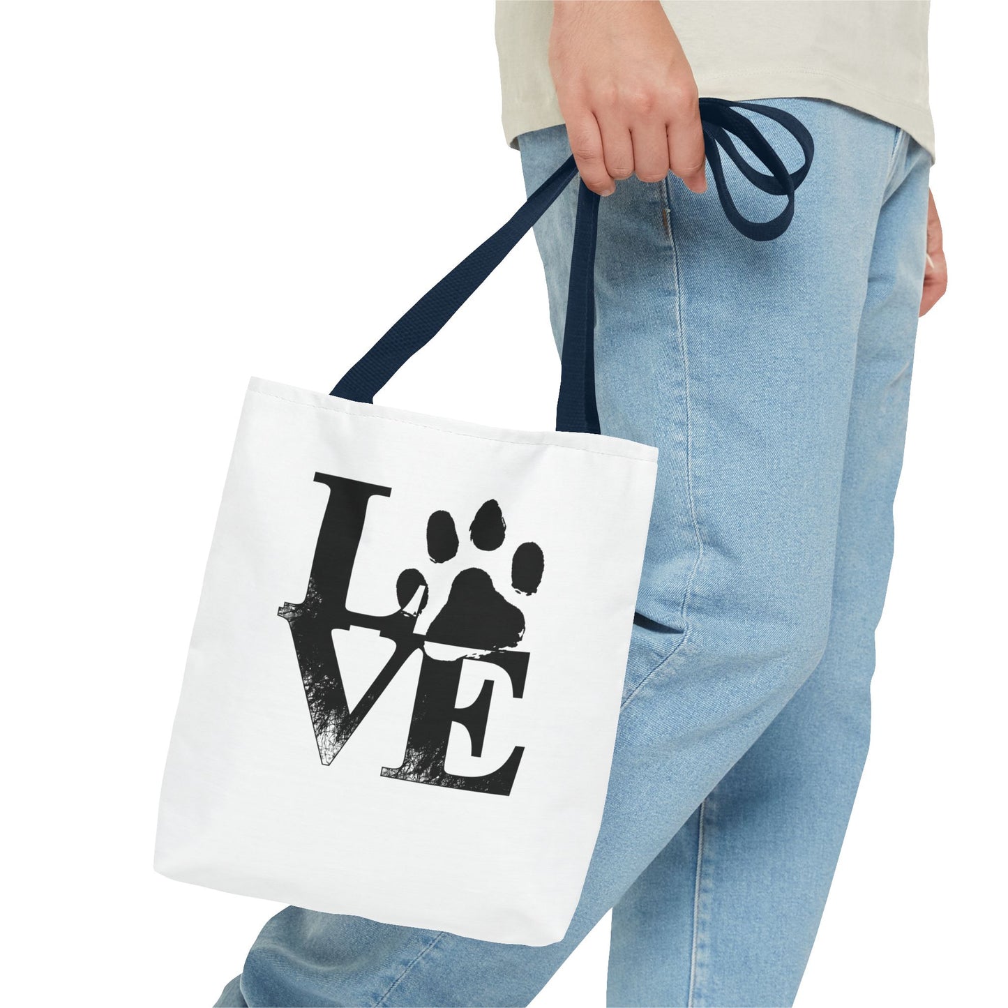 Love Paw Print Tote Bag, Pet Lover's Gift, Eco-Friendly Shopping Bag, Animal Rescue Fundraiser, Personalized Pet Tote