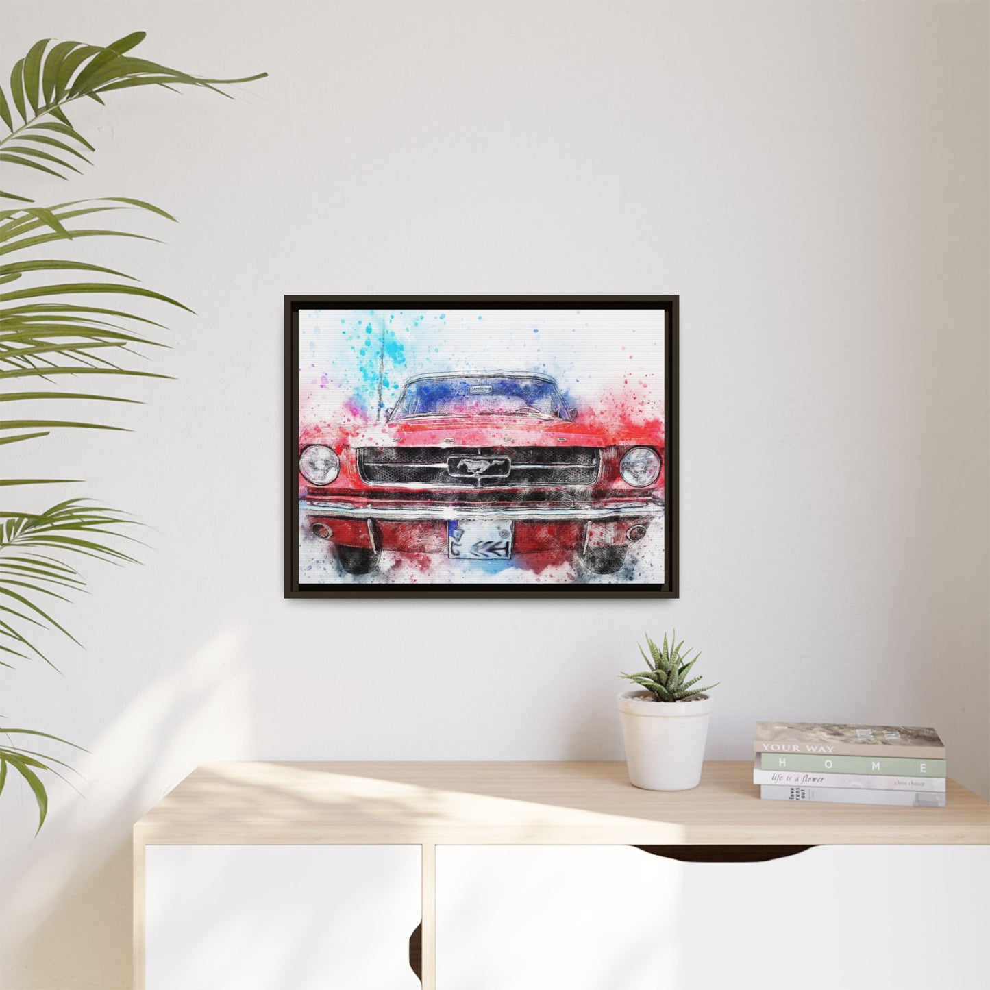 Matte Canvas, Framed Mustang Car