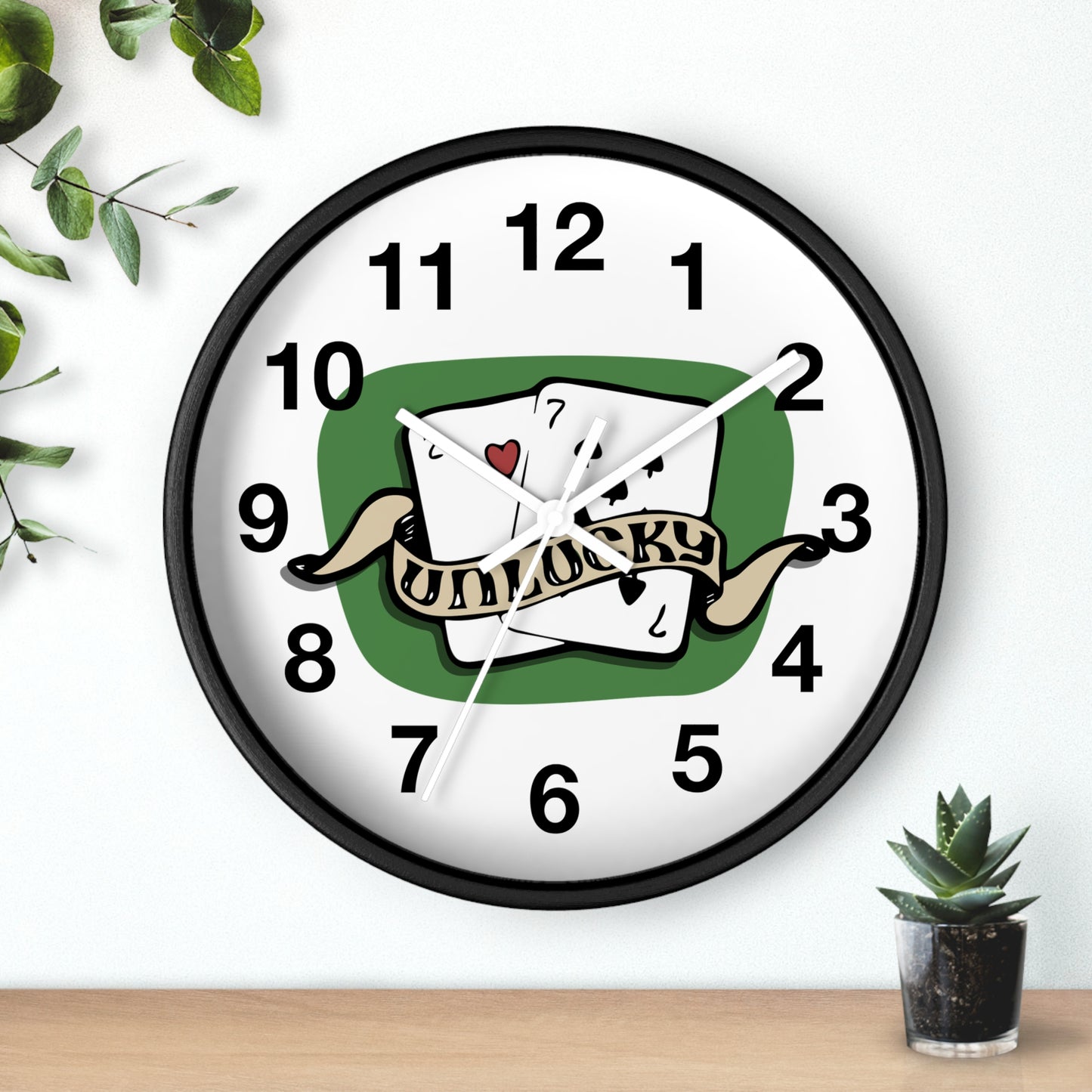 Vintage Playing Cards Wall Clock | Unlucky Tattoo Style Poker Design
