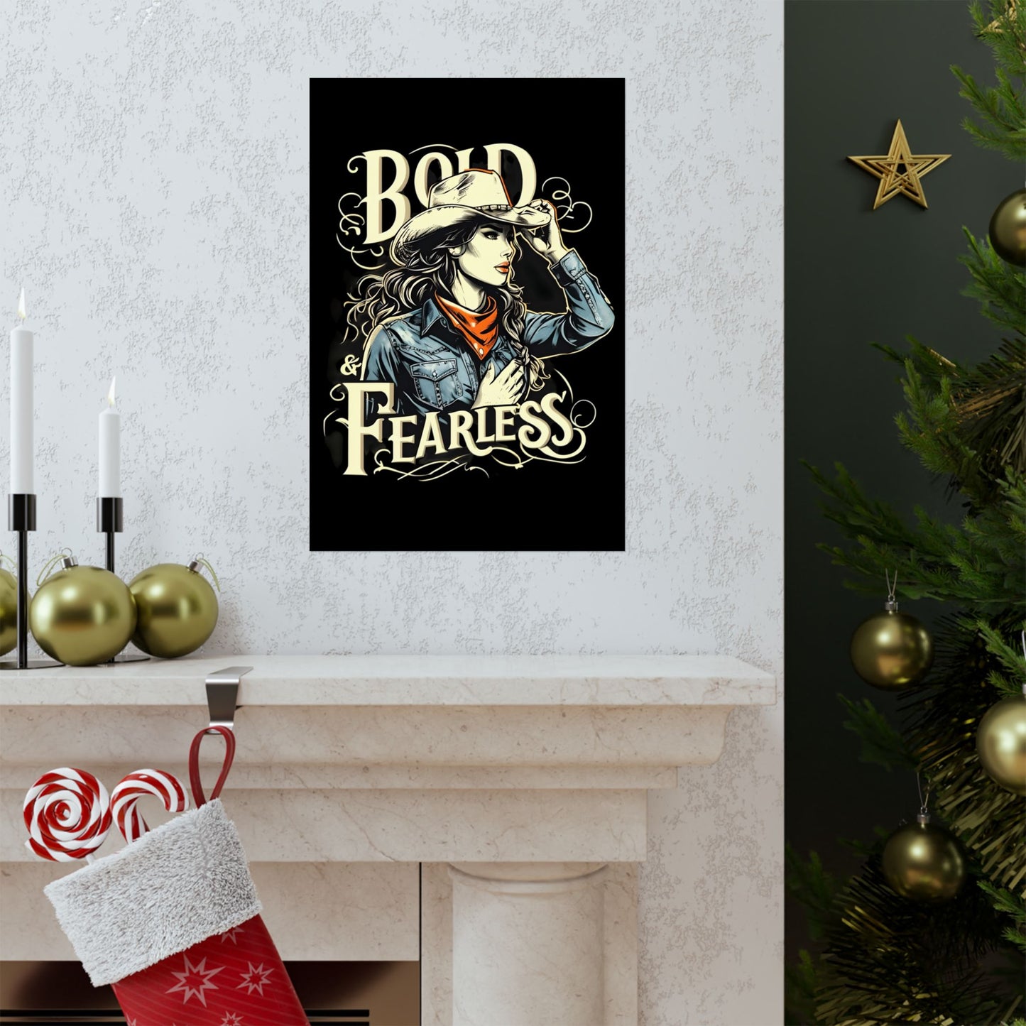 Bold & Fearless Cowboy Woman Poster — Matte Vertical Wall Art