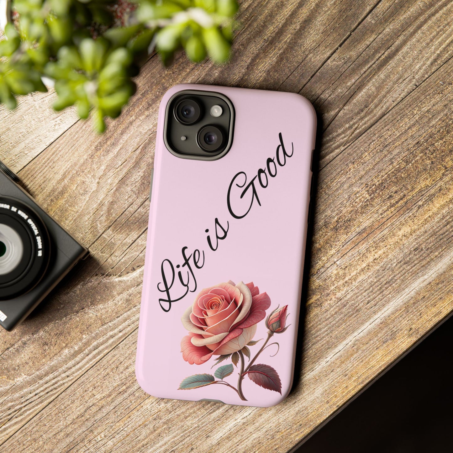 Roses & Positivity Phone Case - Floral Design, Life is Good, Tough Cases for Everyday Wear, Gift for Friends, Mother's Day, Spring [...]