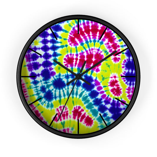 Vibrant Tie-Dye Wall Clock, Colorful Home Decor, Bohemian Gift, Retro Wall Art, Fun Clock for Living Room, Unique Gift Idea