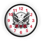 Winged Skull with Red Roses Wall Clock | Gothic Moon Skull Clock
