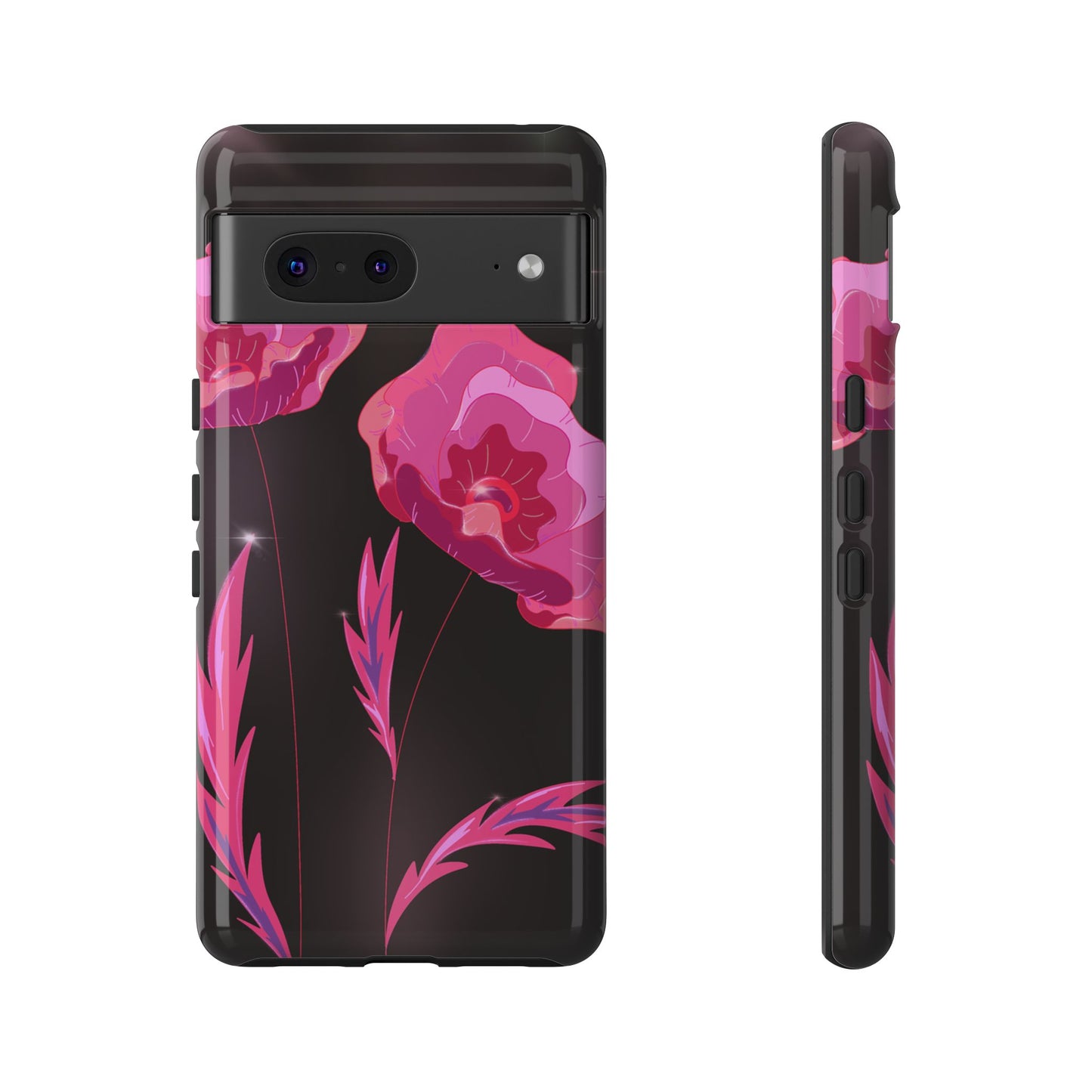Floral iPhone Case | Tough Cases with Pink Poppy Design, Elegant Flower Phone Cover, Gift for Her, Spring Accessories, Chic Tech