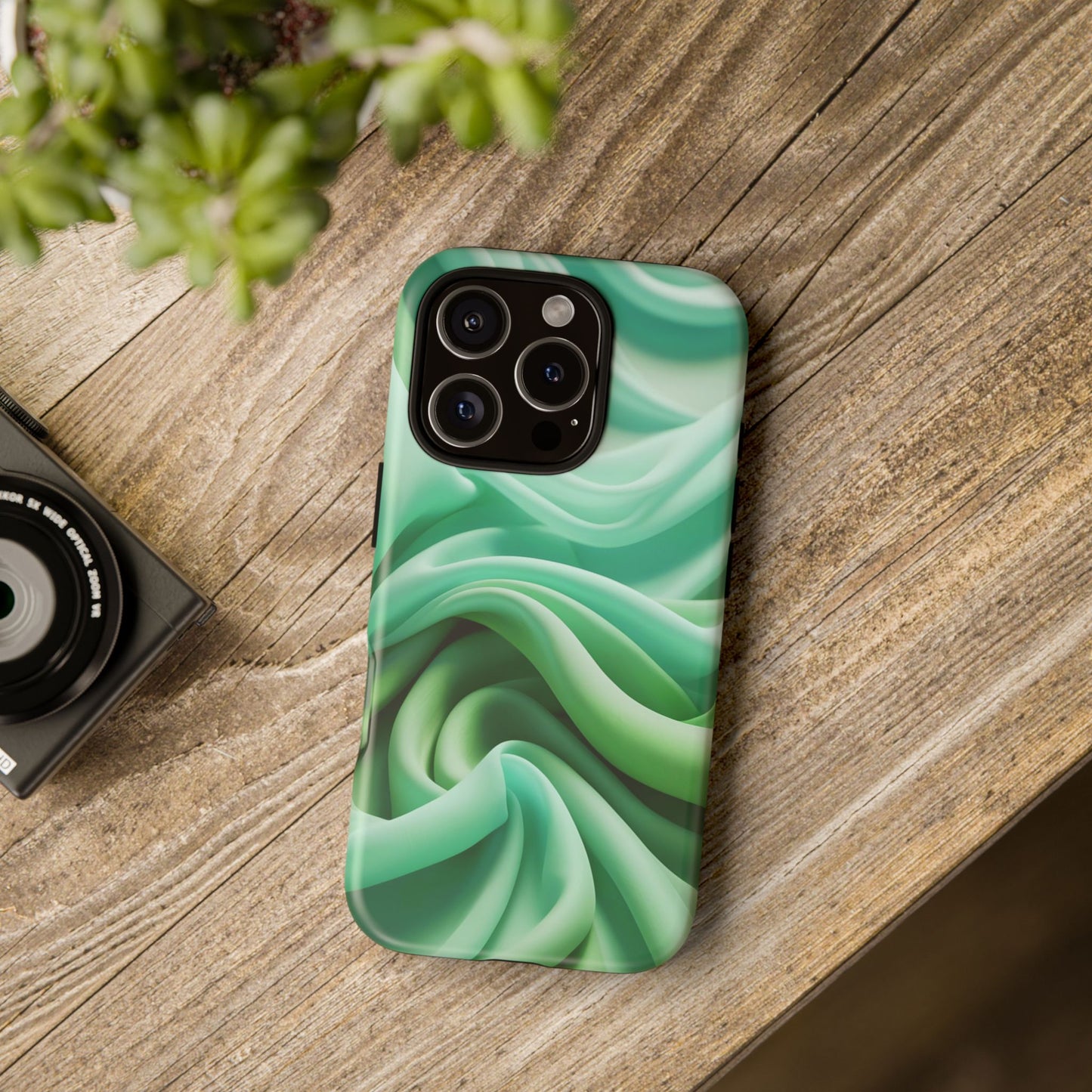 Stylish Phone Case, Tough Case, Green Abstract Design, Cell Phone Cover, Unique Gift, Trendy Accessory