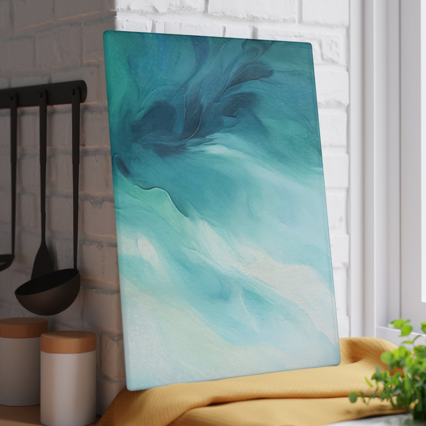 Elegant Blue Glass Cutting Board, Kitchen Decor, Gift for Home Chefs, Modern Serving Tray, Wedding Gift, Housewarming