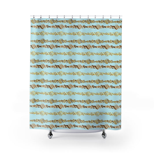 Shower Curtains Gold and Blue