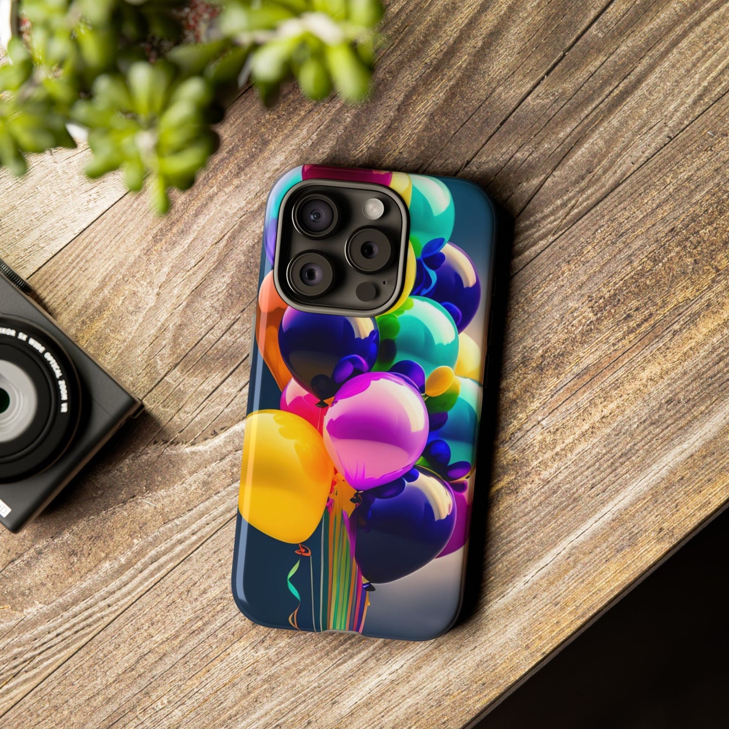Colorful Balloon Tough Phone Case — Vibrant Party Balloons Protective Cover